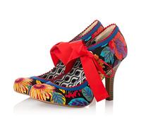 Ruby Shoo Willow Black Botanics Floral High Heel Ribbon Bootie UK 4