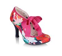 Ruby Shoo Willow Navy Pink Floral High Heel Ribbon Bootie UK 5