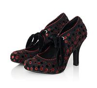 Ruby Shoo Willow Red Noir Floral High Heel Ribbon Bootie UK 3