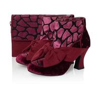 Ruby Shoo Wine Giraffe Seren Mid Heel Bow Boots & Matching Adelaide Bag