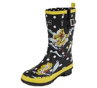 Ruby Shoo Women's Black Floral Hermione Long Wellington Boots UK 2