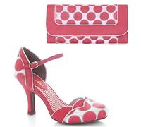 Ruby Shoo Women's Coral Spot Phoebe Bar Shoes & Matching Charleston Bag UK 3 EU 36