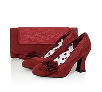 Ruby Shoo Women's Crimson Chrissie Mid Heel Court Shoes & Matching Tirana Bag UK 3