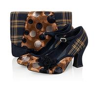 Ruby Shoo Women's Deedee Navy Mustard Mid Heel Mary Jane Pumps & Matching Dublin Bag UK 4