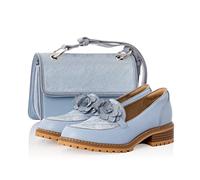 Ruby Shoo Women's Gigi Powder Blue Loafer Pumps & Matching Toledo Bag UK 3