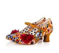 Ruby Shoo Women's Gillian Low Heel Mary Jane Pumps Ochre Floral UK 5