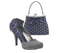 Ruby Shoo Women's Grey Katie Court Shoes & Matching Logan Bag UK 4