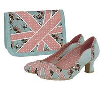 Ruby Shoo Women's Mint Green Paula Mid Heel Court Shoe & Matching Windsor Bag UK 8