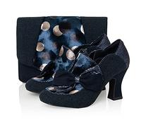 Ruby Shoo Women's Navy Astrid Mid Heel Shoe Boots & Matching Dublin Bag UK 6