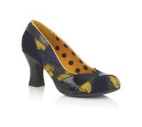 Ruby Shoo Women's Navy Mustard Lulu High Heel Panelled Court Shoes UK 2