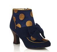 Ruby Shoo Women's Navy Seren Mid Heel Bow Boots 41 UK 8