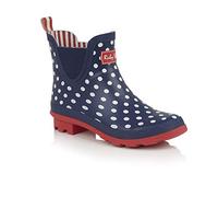 Ruby Shoo Women's Navy Spot Ginny Short Wellington Boots UK 2