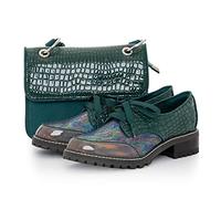 Ruby Shoo Women's Paloma Emerald Low Heel Lace Up & Matching Toledo Bag UK 8
