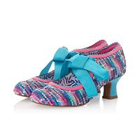 Ruby Shoo Women's Peyton Low Heel Ribbon Up Shoes Aqua Sequins UK 6