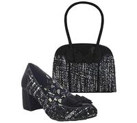 Ruby Shoo Women's Tweed Thalia Low Heel Court Shoes & Matching Kobe Bag UK 7