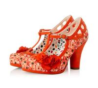 Ruby Shoo Womens Valerie Orange T-Bar Shoe with Platform