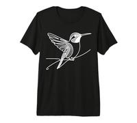 Ruby-Throated Hummingbird Line Art Bird Ornithology Premium T-Shirt