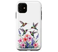 Ruby-throated Hummingbird nectar flowers watercolor Women Case for iPhone 11