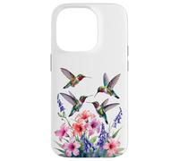 Ruby-throated Hummingbird nectar flowers watercolor Women Case for iPhone 14 Pro