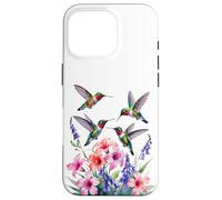 Ruby-throated Hummingbird nectar flowers watercolor Women Case for iPhone 16 Pro