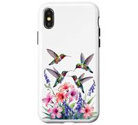Ruby-throated Hummingbird nectar flowers watercolor Women Case for iPhone X/XS