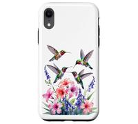 Ruby-throated Hummingbird nectar flowers watercolor Women Case for iPhone XR