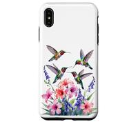 Ruby-throated Hummingbird nectar flowers watercolor Women Case for iPhone XS Max