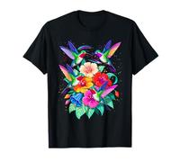 Ruby-Throated Hummingbird Nectar Flowers Watercolor Women T-Shirt