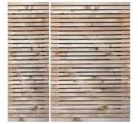 Ruby UK Ruby Cedar Slatted Gates 3/4 1/4 Modern Wooden Entry Gate Pair 3.3M Wide X 0.9M High Bigger Gate On Right