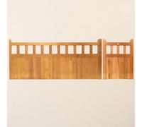 Ruby UK Ruby Iroko Cottage 3/4 1/4 Entrance Gate Pair Ruby Mortise & Tenon Wooden Gates 2.7M Wide X 0.9M High Left Hand Hinge