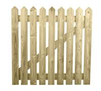 Ruby UK Ruby Pressure Treated Picket Side Gate 0.9M Pointed Top Wooden Garden Gate 1000mm Wide X 900mm High Left Hand Hinge