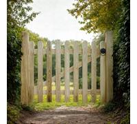 Ruby UK Ruby Pressure Treated Picket Side Gate Round Top 1.8M - Classic & Durable Garden Gate 1050mm Wide X 1800mm High Left Hand Hinge