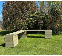 Ruby UK Ruby Square Decking Planters & Bench Ruby Wooden Corner Garden Seat Combination Without Planter Lids