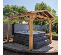 Ruby UK Ruby Wooden Gazebo Kit With Overhang Ruby Treated Featheredge Apex Roof Design 2.4M Wide X 3.3M Long (Front To Back)