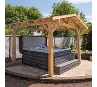Ruby UK Wooden Gazebo - Cedar Featheredge Roof - Apex Design - With Overhang 2.1M L X 1.8M W