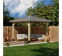 Ruby UK Wooden Gazebo - Katepal Grey Shingle Roof - 4 Pitch Design 3.6M L X 3.6M W