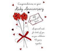 Ruby Wedding 40th Embellished Anniversary Greeting Card Just To Say Cards