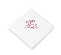 Ruby Wedding Anniversary 3 Ply Napkins - 40cm - Pack of 20.