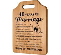 Ruby Wedding Anniversary Romantic Gifts, 40th Wedding Anniversary Unique Gift - Handmade Bamboo Cutting Board, Ruby Anniversary Presents for Couples, Wife, Husband