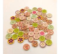 Ruby569y Mixed Pattern 100Pcs Round 4 Holes Wooden Buttons for Sewing and Knitting,DIY Accessory for Crafting Handmade Clothes Bags Knitting Sewing Crafts Scrapbooking,15mm
