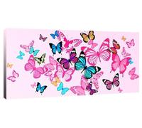 Rubybloom Designs Butterfly Storm Pink Butterflies - Canvas Wall Print - 38" x 20" - 99cm x 52cm