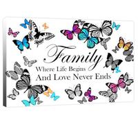 Rubybloom Designs Family Where Life Begins - Quote Love Butterflies Canvas Wall Art Print Picture