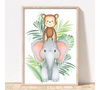 Rubybloom Designs Safari Jungle Animal Nursery Print - A4 (21cm x 29.7cm) UNFRAMED - Childrens Tiger Lion Giraffe Elephant Zebra Monkey Picture Wall Art Gift
