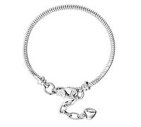 RUBYCA 10pcs White Silver Plated Heart Lobster European Snake Chain Bracelets fit Charm Beads 7.9"