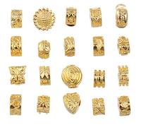 RUBYCA 40pcs Mix Lot of Gold Color Clip Lock Stopper Clasp Beads DIY fit European Charm Bracelet