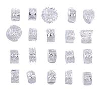 RUBYCA 40pcs Mix Lot of White Silver Plated Clip Lock Stopper Clasp Beads fit European Charm Bracelet