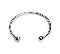 RUBYCA 5pcs Silver Tone Bangle Bracelet Screw End Ball Cuff Charm Beads DIY Jewelry Making