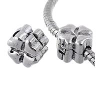 RUBYCA Clip Lock Clasps Beads w/Silicone O-Ring Stopper fit European Charm Bracelet (10pcs Silver)