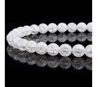 RUBYCA Natural AAA Grade White Clear Quartz Crystal Crackle Round Beads Jewellery Making 1 strand 4mm