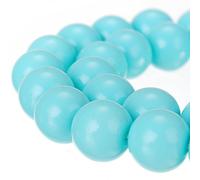 RUBYCA Round Opaque Painted Druk Czech Glass Beads Bulk Jewelry Making Supplies Strand (Blue, 12mm)